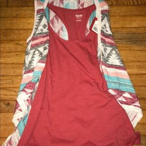 2piece knitted sweater vest & red tank large